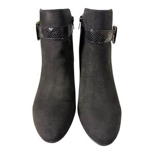 Karen Scott Black Faux Suede Block Heel Ankle Boots Size 8.5
